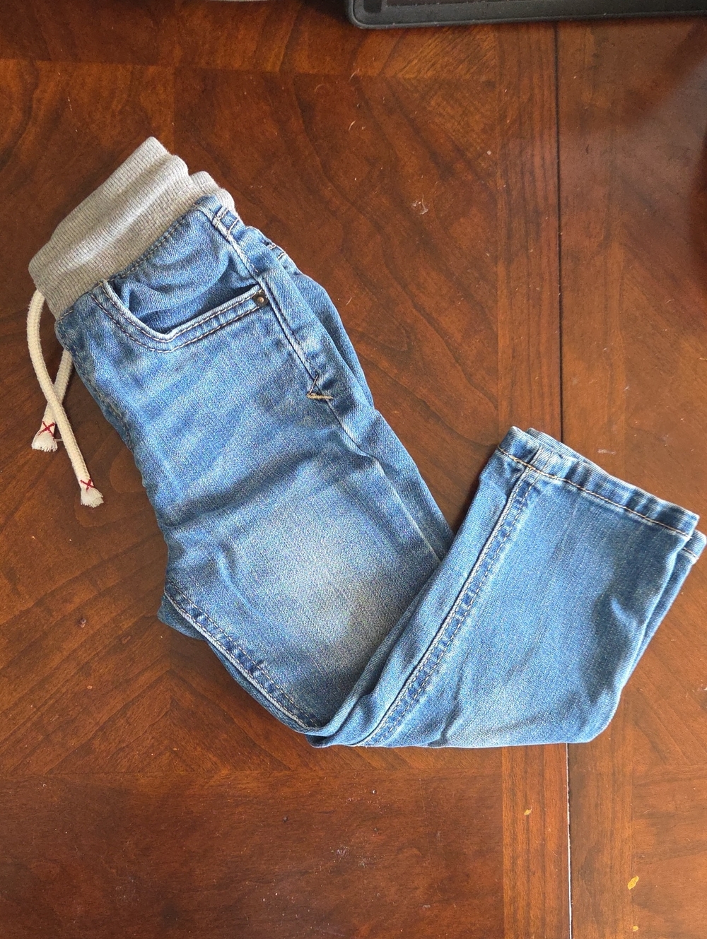 Cat & Jack Light Blue Denim Jogger Pants with Gray Waistband